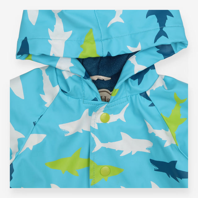 Fishermans Coat Blue Shark Print