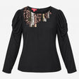 Black 100% Silk Asymmetrical Sequin Beaded Scoop N