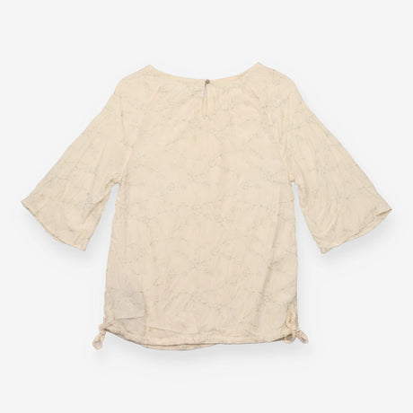 Cream Metallic Silver Floral Embroidered 3/4 Sleev