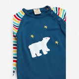 Knit Romper Striped sleeve with polar bear