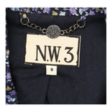 Navy Ditsy Floral Cotton Tailored Blazer