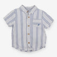 Blue & White Striped Collared Shirt