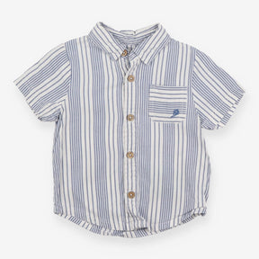 Blue & White Striped Collared Shirt