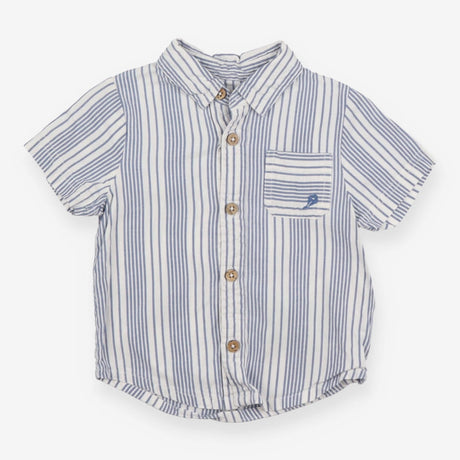 Blue & White Striped Collared Shirt