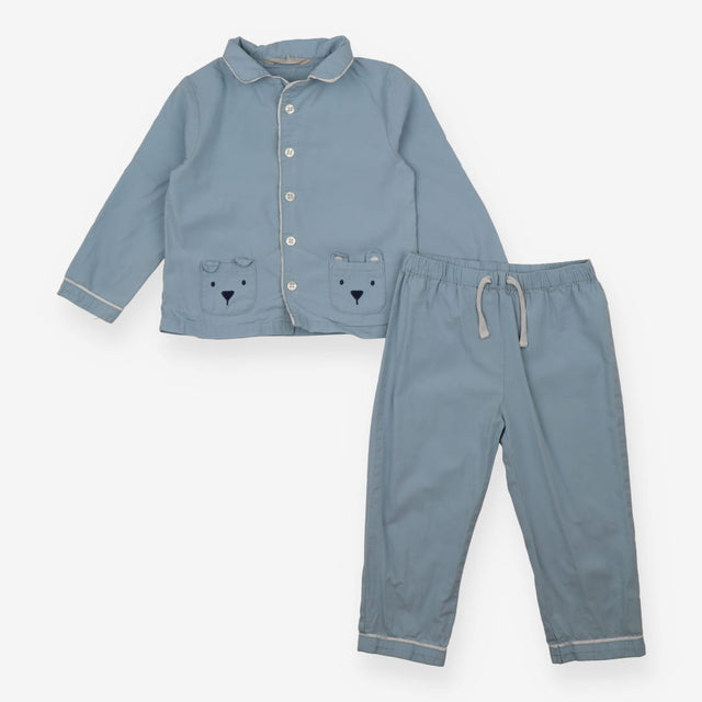 Blue button up pyjamas bear pockets