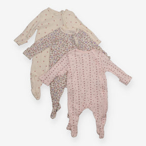 Sleepsuits 3pc pink floral zip