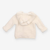 White Knit Hooded Cardigan with Ears