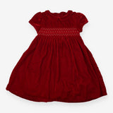 Dress red velvet smocked SS
