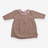 Brown Dress with Floral Collar