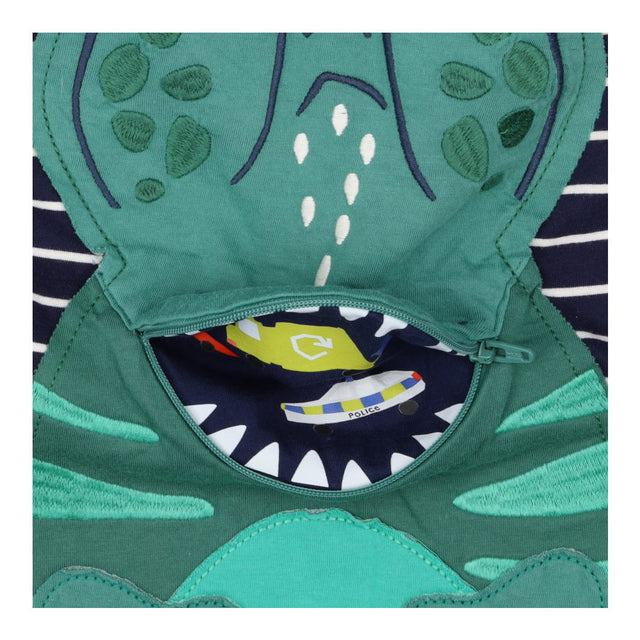 Tee Shirt Navy and White Strip Dinosaur Applique Z