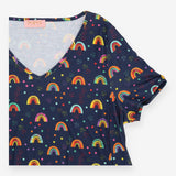 Popsy Navy Rainbow Print Swing Dress