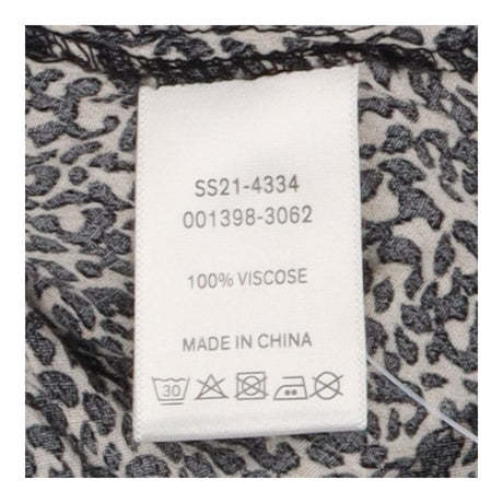 Midi Dress Micro Leopard Print Short‑Sleeve Button