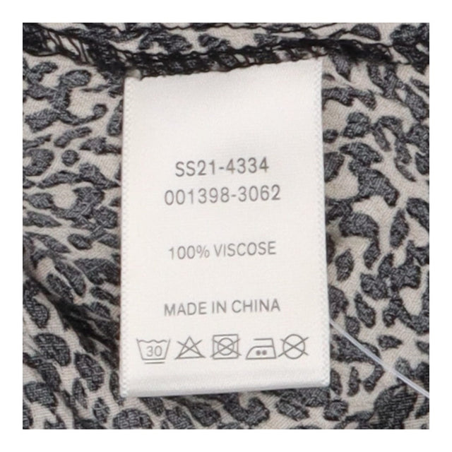 Midi Dress Micro Leopard Print Short‑Sleeve Button