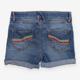 Shorts denim coloured stitching to pocket