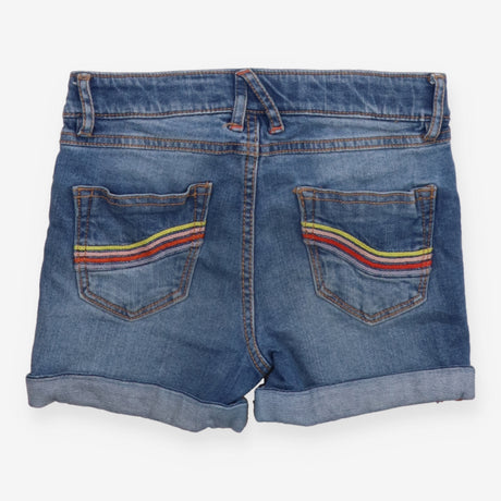 Shorts denim coloured stitching to pocket