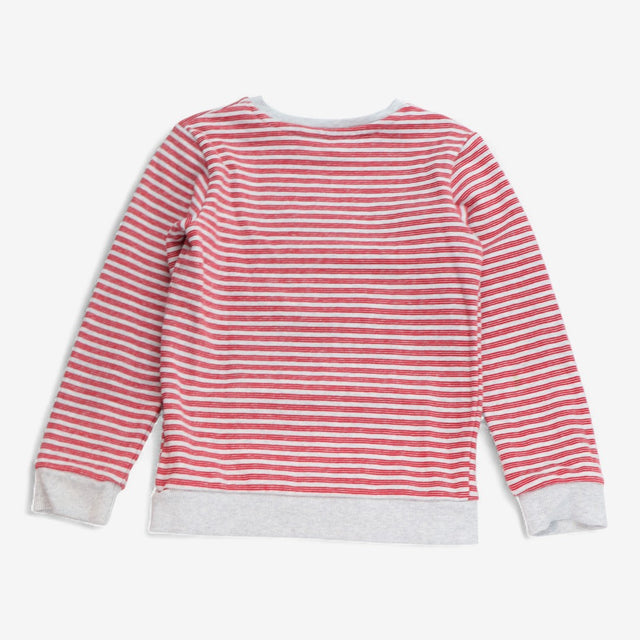 Sweater Red and Grey Stripe with Dinosaur Applique