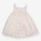 Dress Tie Strap White and Embroidered Lemons