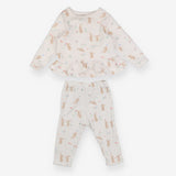 Pyjamas white rabbits flowers peplum 