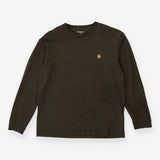 Khaki Green Long Sleeve Logo T‑Shirt