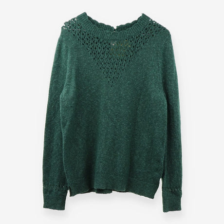 Forest green pointelle knit jumper
