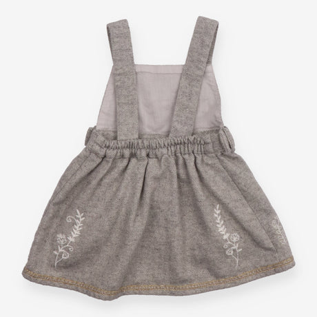 Grey Knit Pinafore Dress with Flowers
