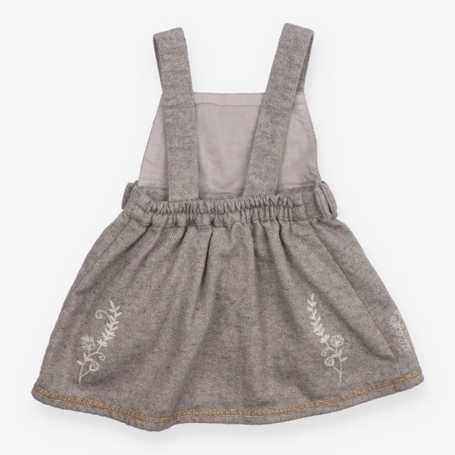 Grey Knit Pinafore Dress with Flowers