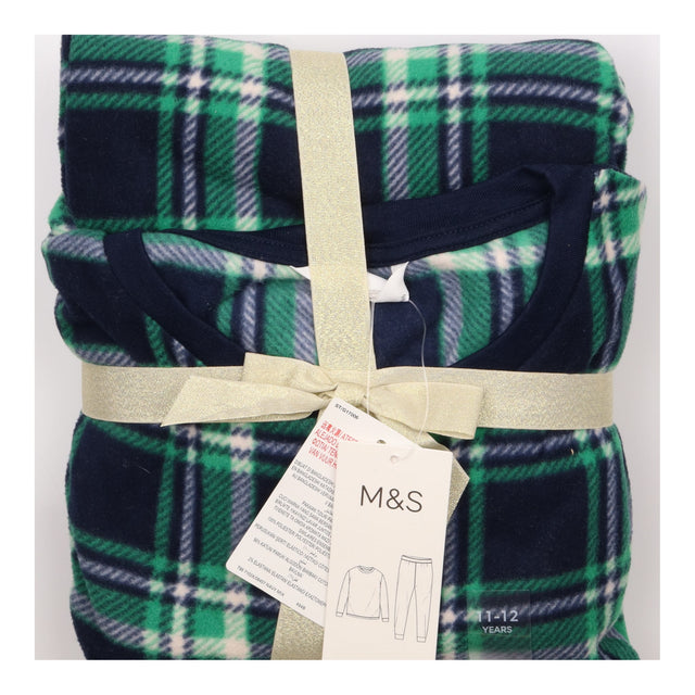 Navy and Green Fleece Tartan Pyjamas