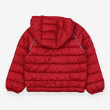 Padded Red Coat with Grey Dots