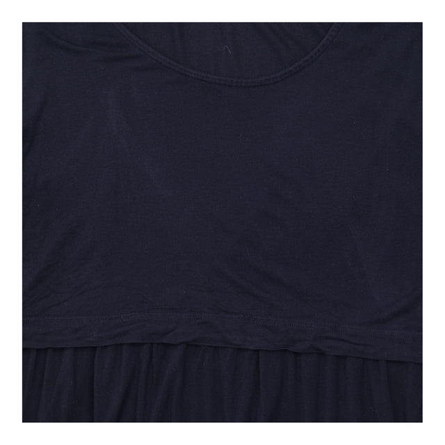 Dark Navy Viscose Stretch Ribbed Scoop Neck Double