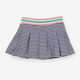 Striped skort with pink and green waistband
