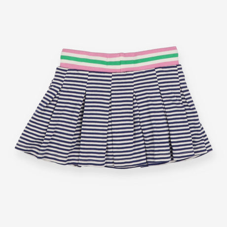 Striped skort with pink and green waistband