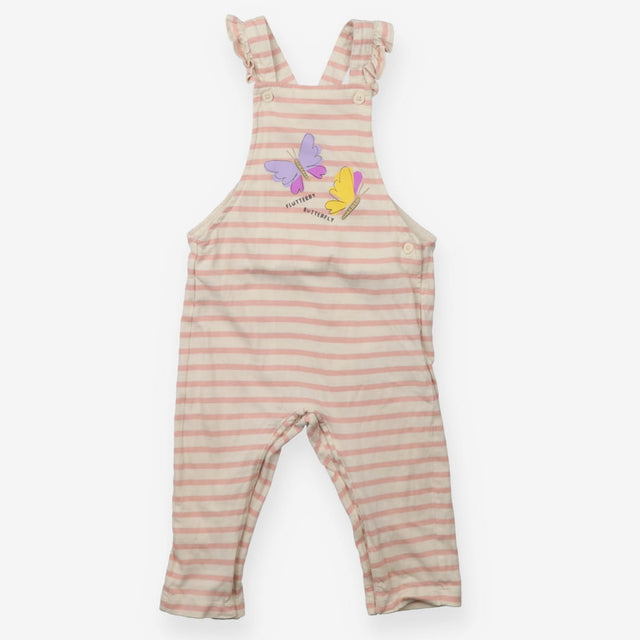 Jersey Dungaree Pink and Cream Strip with Flutterb