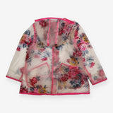 Rain jacket clear pink flowers