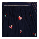 Navy Robins and Holly Dress with Underskirt