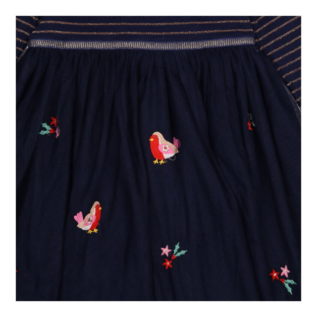 Navy Robins and Holly Dress with Underskirt