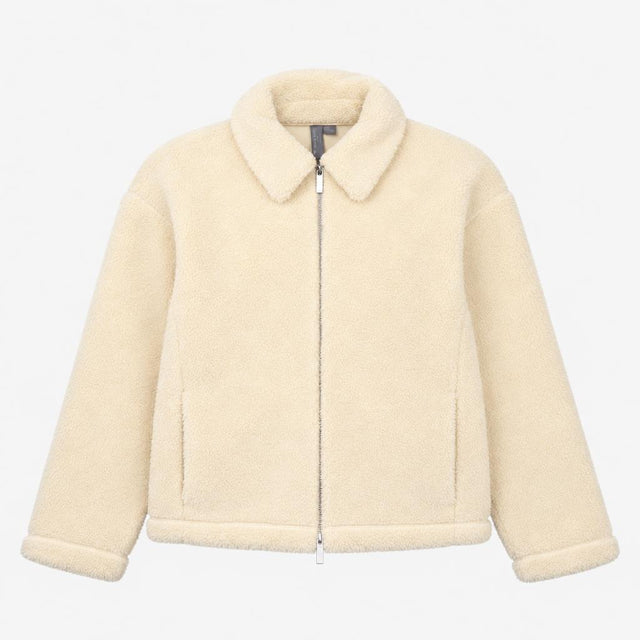 Jacket Full Zip Borg Fleece Cream Beige