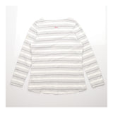 Grey White Stripe Long Sleeve Breton Boat Neck Top