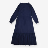 Maxi Dress Dark Navy Long Sleeve Drawstring Waist