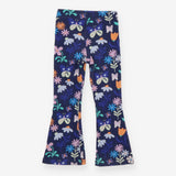 Leggings navy rib flowers