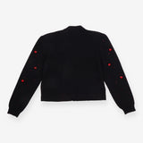 Cardigan Black Red Jewel Embellished V Neck Knit