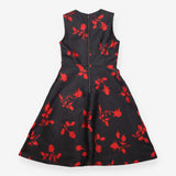 Black & Red Floral Jacquard V-Neck Fit