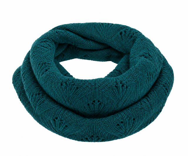 Snood Teal Green Merino Wool Lace Knit Scarf