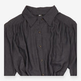 Shirt Dress Dark Grey Long Sleeve Belted Midi