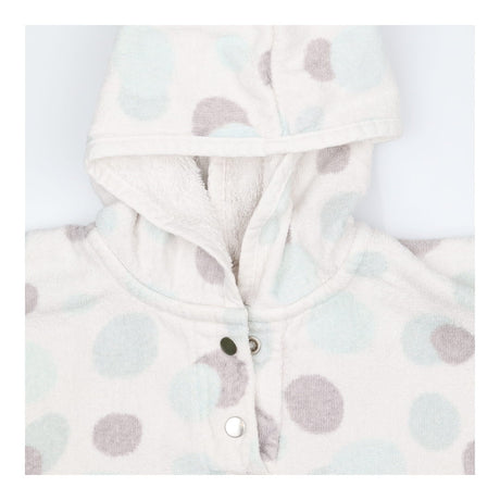 Towelling Baby Poncho White with Grey and Green
