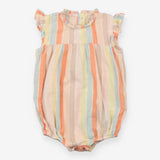 Bubble Romper Woven Pastel Stripes
