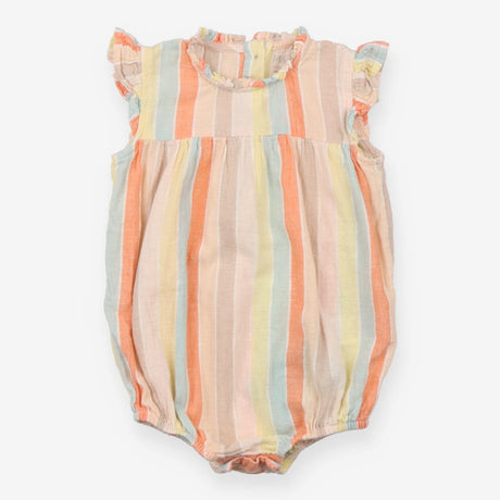 Bubble Romper Woven Pastel Stripes