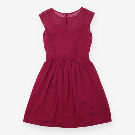 Dress Berry Magenta Chevron Lace Sleeveless Midi