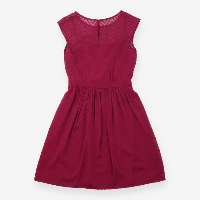 Dress Berry Magenta Chevron Lace Sleeveless Midi