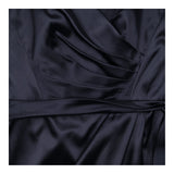 Navy Satin Draped Strappy Bridesmaid Dress