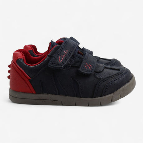 Shoes velcro navy red trim